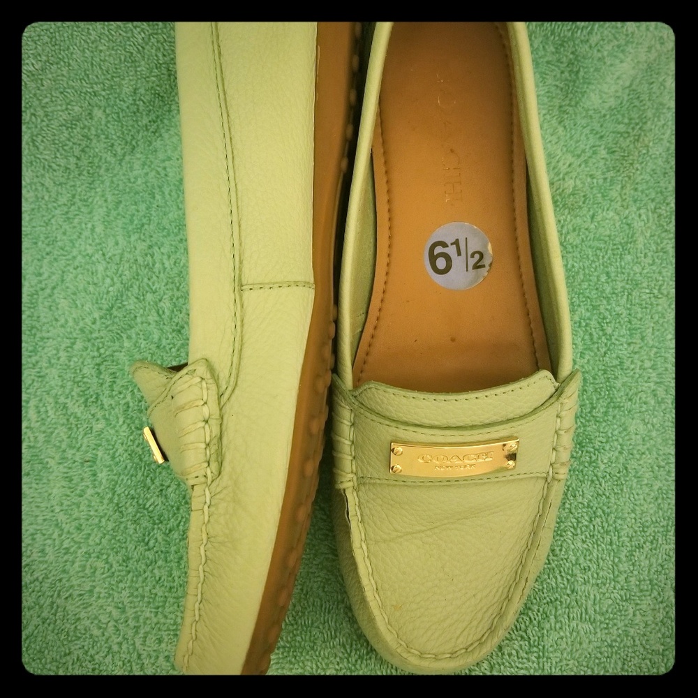 Coach Leather Green Mint Loafers Shoes